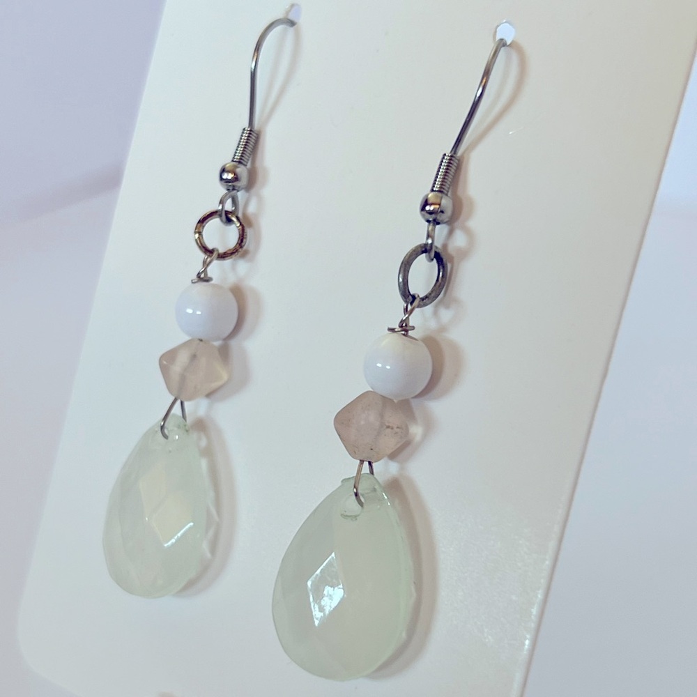 Cute, trendy handcrafted dangle earrings. Bead, wood, stone,crystals. S/G plated